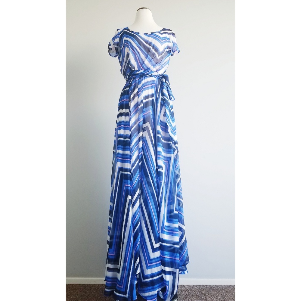 Shabby Apple Blue Striped Cordelia Maxi Dress